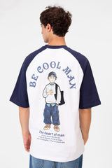Men's Regular Fit Contrast Half Sleeve Printed T-Shirt