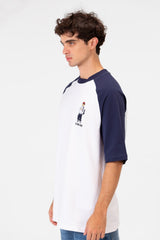 Men's Regular Fit Contrast Half Sleeve Printed T-Shirt