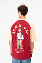 Men's Regular Fit Contrast Half Sleeve Printed T-Shirt