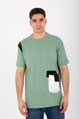 Men's Round Over Size T-Shirt With Front Pocket And Summer Milton Material