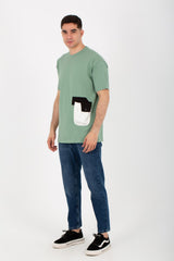 Men's Round Over Size T-Shirt With Front Pocket And Summer Milton Material