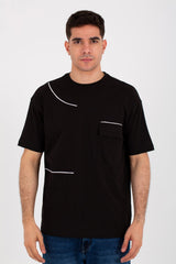 Mens Round Over Size T-Shirt In Summer Melton Material With A Pocket On The Front