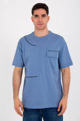 Mens Round Over Size T-Shirt In Summer Melton Material With A Pocket On The Front