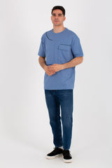 Mens Round Over Size T-Shirt In Summer Melton Material With A Pocket On The Front