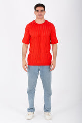 Mens Slim Fit Short Sleeves Trico T-shirt With Round Neck And A Unique Cut