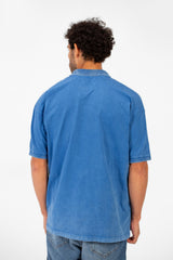 Men's Polo Collar Modern Regular Fit Bolivar Washed Short Sleeve T-Shirt