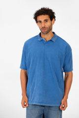 Men's Polo Collar Modern Regular Fit Bolivar Washed Short Sleeve T-Shirt
