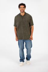Men's Polo Collar Modern Regular Fit Bolivar Washed Short Sleeve T-Shirt