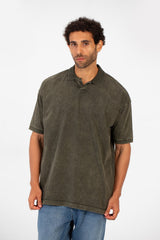 Men's Polo Collar Modern Regular Fit Bolivar Washed Short Sleeve T-Shirt