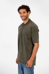 Men's Polo Collar Modern Regular Fit Bolivar Washed Short Sleeve T-Shirt