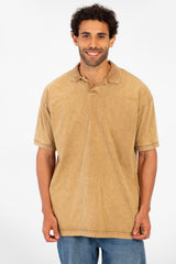 Men's Polo Collar Modern Regular Fit Bolivar Washed Short Sleeve T-Shirt