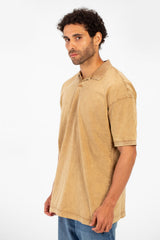 Men's Polo Collar Modern Regular Fit Bolivar Washed Short Sleeve T-Shirt