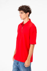 Men's Basic Regular Fit Polo T-Shirt With Half Front Zip And Short Sleeves