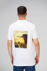 Mens Slim Fit Polo T-shirt With Half Sleeves And Back Print