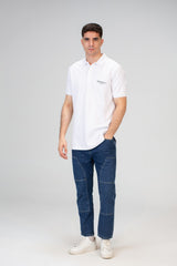 Mens Slim Fit Polo T-shirt With Half Sleeves And Back Print