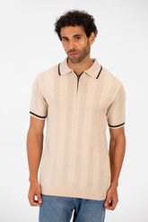 تيشيرت رجالي بأكمام نصفية برقبة بولو بسحاب نصف علوي وقماش عالي الجودة وقابل للتنفس