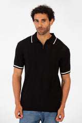 Men's Half Zip Polo Collar High Quality Breathable Fabric Half Sleeve T-shirt