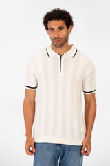 Men's Half Zip Polo Collar High Quality Breathable Fabric Half Sleeve T-shirt