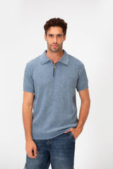 Men's Slim Fit Short Sleeve Half Zip High Quality Polo T-Shirt