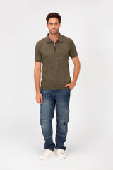 Men's Slim Fit Short Sleeve Half Zip High Quality Polo T-Shirt