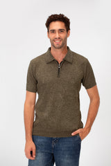 Men's Slim Fit Short Sleeve Half Zip High Quality Polo T-Shirt