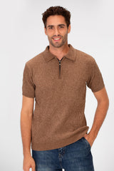 Men's Slim Fit Short Sleeve Half Zip High Quality Polo T-Shirt