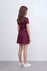 Girl's Tomato Store Printed Co-Ord Set Featuring A Short Sleeve Crop Top Side Tie Details Outfit