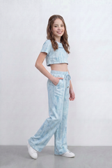 Girl's Tie Dye Co-Ord Set Cropped Adjustable Drawstring Waist Outfit