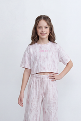 Girl's Tomato Store Tie Dye Co-Ord Set Cropped Adjustable Drawstring Waist Outfit