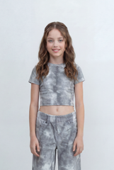 Girls Tie Dye Co-Ord Set Featuring Cropped Designed With Soft Cloud Wash Effect Outfit Regular Fit