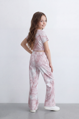 Girl's Tomato Store Tie Dye Co-Ord Set Featuring Cropped Cloud Wash Effect Outfit Regular Fit