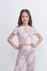 Girl's Tomato Store Tie Dye Co-Ord Set Featuring Cropped Cloud Wash Effect Outfit Regular Fit