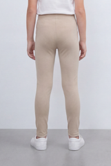 Girl's Tomato Store Second Skin Rib Leggings Smooth Solid Dye Surface Elastic Waistband Slim Stretch Fit