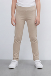 Girl's Tomato Store Second Skin Rib Leggings Smooth Solid Dye Surface Elastic Waistband Slim Stretch Fit