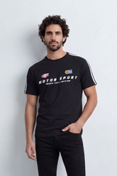 Men’s Tomato Store Track Speed T-Shirt Front Motorsport Logo Layout Back Speed 94 Racing Graphic Distressed Number Print Shoulder Stripe Detail Regular