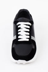 Men's Suede Sides Shoes With White Laces In High Quality Material Black
