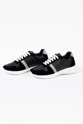 Men's Suede Sides Shoes With White Laces In High Quality Material Black
