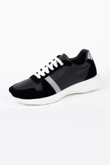 Men's Suede Sides Shoes With White Laces In High Quality Material Black