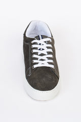 Mens Suede Sneakers With A Unique Design And Lace
