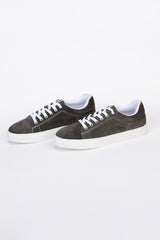 Mens Suede Sneakers With A Unique Design And Lace