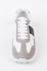 Men's White Suede And Leather Shoes With White Laces In High Quality Material