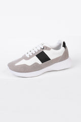 Men's White Suede And Leather Shoes With White Laces In High Quality Material