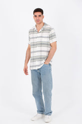 Mens Checkered Half Sleeve Slim Fit Trico Shirt With Front Buttons