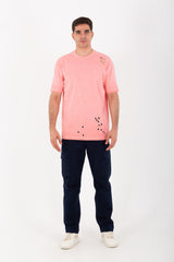 Mens Oversized Crew Neck Half Sleeves Cutting T-shirt