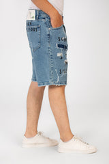 Men's Tomato Cutting Printed Five Pockets Denim Short