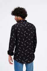 Mens Long Sleeved All Over Print Shirt With A Unique Cut
