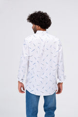 Mens Long Sleeved All Over Print Shirt With A Unique Cut
