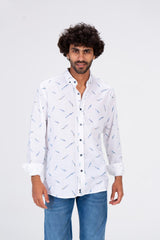 Mens Long Sleeved All Over Print Shirt With A Unique Cut