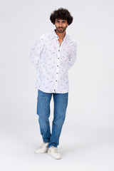 Mens Long Sleeved All Over Print Shirt With A Unique Cut