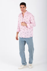 Mens Slim Fit Shirt With Collar And Long Sleeves Printed In Poplin Material